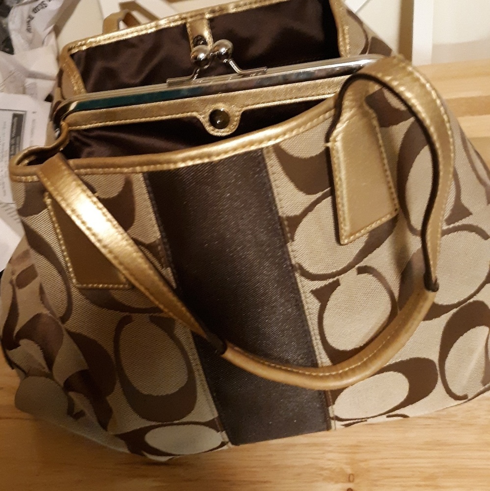 Coach Kiss Lock Handbag